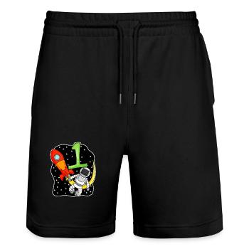 1 Jahre alt Junge Astronaut - Stanley/Stella Unisex Bio Joggingshorts Trainer  - Schwarz - Vorne - Nik (191cm) & Marisol (170cm)