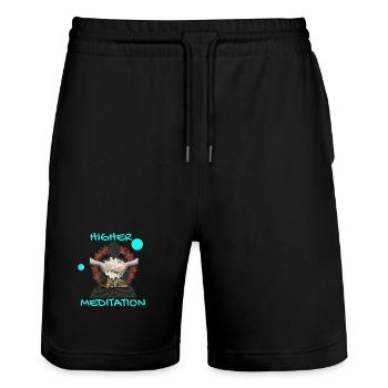 Höheres Meditation-Buddha mit Blumen - Stanley/Stella Unisex Bio Joggingshorts Trainer  - Schwarz - Vorne - Nik (191cm) & Marisol (170cm)