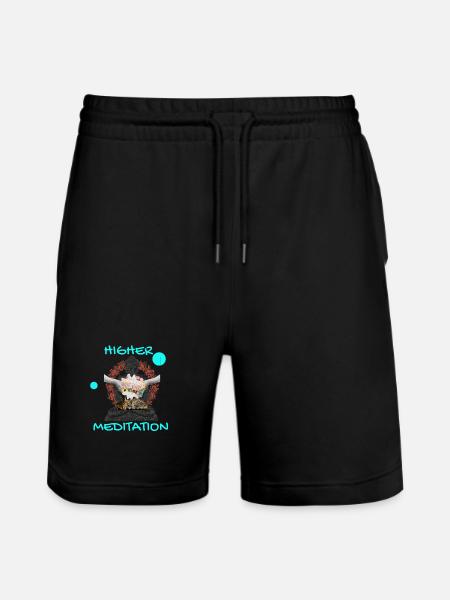 Höheres Meditation-Buddha mit Blumen - Stanley/Stella Unisex Bio Joggingshorts Trainer  - Schwarz