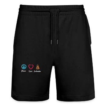 Peace Love Badminton - Stanley/Stella Unisex Bio Joggingshorts Trainer  - Schwarz - Vorne - Nik (191cm) & Marisol (170cm)