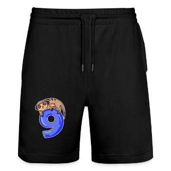 9 Jahre alt - 9. Geburtstag mit Tier Motiv - Stanley/Stella Unisex Bio Joggingshorts Trainer  - Schwarz - Vorne - Nik (191cm) & Marisol (170cm)