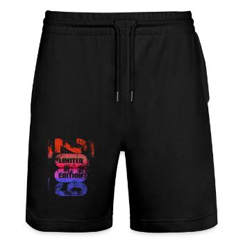 Limited Edition 2009 | Geburtstag - Jahrgang 2009 - Stanley/Stella Unisex Bio Joggingshorts Trainer  - Schwarz - Vorne - Nik (191cm) & Marisol (170cm)