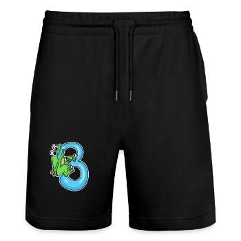 3 Jahre alt - 3. Geburtstag mit Tier Motiv - Stanley/Stella Unisex Bio Joggingshorts Trainer  - Schwarz - Vorne - Nik (191cm) & Marisol (170cm)
