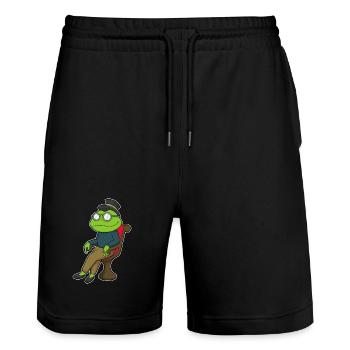Frosch Stuhl - Stanley/Stella Unisex Bio Joggingshorts Trainer  - Schwarz - Vorne - Nik (191cm) & Marisol (170cm)