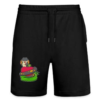 Schlange Apfel  - Stanley/Stella Unisex Bio Joggingshorts Trainer  - Schwarz - Vorne - Nik (191cm) & Marisol (170cm)