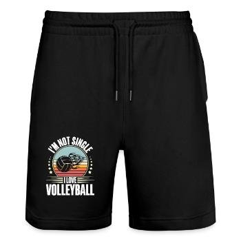 Volleyball - Stanley/Stella Unisex Bio Joggingshorts Trainer  - Schwarz - Vorne - Nik (191cm) & Marisol (170cm)