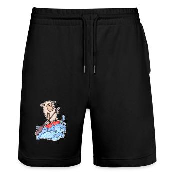 Stand Up Paddle Sheep - Short de jogging bio TRAINER Stanley/Stella unisexe - noir - Devant - Nik (191cm) & Marisol (170cm)