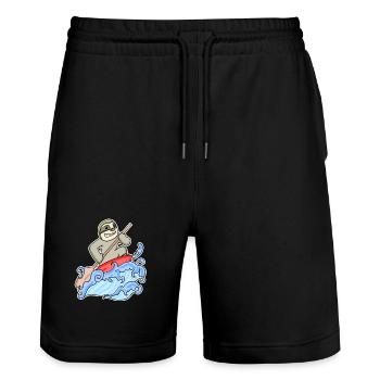 Stand Up Paddle Sloth - Short de jogging bio TRAINER Stanley/Stella unisexe - noir - Devant - Nik (191cm) & Marisol (170cm)