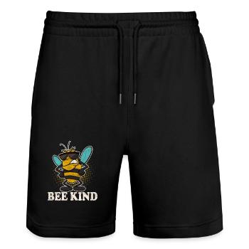 Bee Kind Imker Bienen - Stanley/Stella Unisex Bio Joggingshorts Trainer  - Schwarz - Vorne - Nik (191cm) & Marisol (170cm)