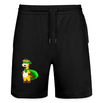 Giraffe Superhero Cloak - Stanley/Stella Trainer Unisex Organic Jogging Shorts - black - Front - Nik (191cm) & Marisol (170cm)