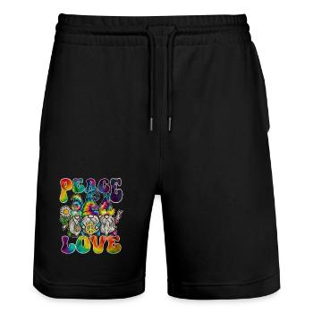 Hippie Gnomes Peace Tie Dye - Stanley/Stella Trainer Unisex Organic Jogging Shorts - black - Front - Nik (191cm) & Marisol (170cm)