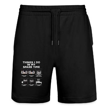 Choses dans mon temps libre Anime Otaku Cadeau - Short de jogging bio TRAINER Stanley/Stella unisexe - noir - Devant - Nik (191cm) & Marisol (170cm)