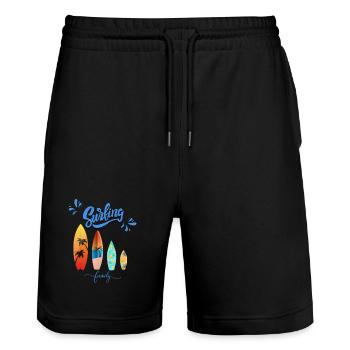 Surfing Family - Vêtements de surf familiaux - Short de jogging bio TRAINER Stanley/Stella unisexe - noir - Devant - Nik (191cm) & Marisol (170cm)