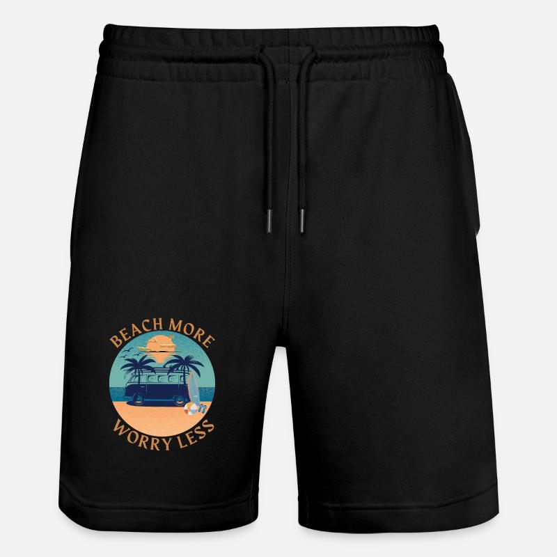 Plage Plus - S’inquiéter moins - Voyage - Short de jogging bio TRAINER Stanley/Stella unisexe - noir