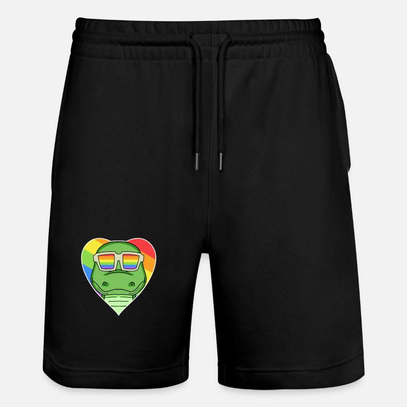 Arc-en-ciel - Crocodile avec lunettes - Short de jogging bio TRAINER Stanley/Stella unisexe - noir