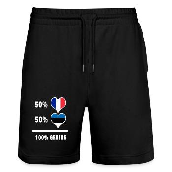 Estonie et France 100% génial Design de drapeau - Short de jogging bio TRAINER Stanley/Stella unisexe - noir - Devant - Nik (191cm) & Marisol (170cm)