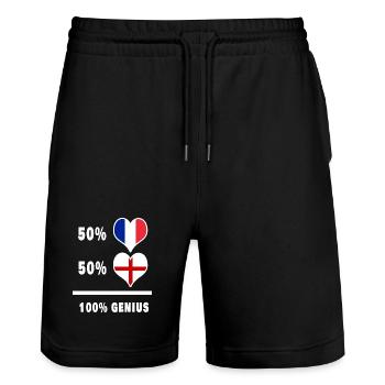 Angleterre et France Drapeaux 100% géniaux - Short de jogging bio TRAINER Stanley/Stella unisexe - noir - Devant - Nik (191cm) & Marisol (170cm)