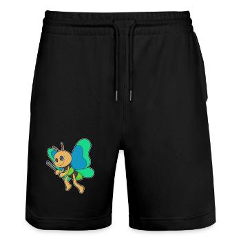 Butterfly Baseball Baseball Bat - Stanley/Stella Trainer Unisex Organic Jogging Shorts - black - Front - Nik (191cm) & Marisol (170cm)