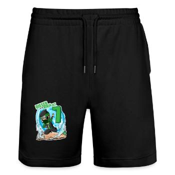 7. Geburtstag Junge Ninja Grün - Stanley/Stella Unisex Bio Joggingshorts Trainer  - Schwarz - Vorne - Nik (191cm) & Marisol (170cm)
