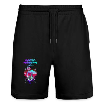 Magic Mushroom Sunset - Stanley/Stella Unisex Bio Joggingshorts Trainer  - Schwarz - Vorne - Nik (191cm) & Marisol (170cm)