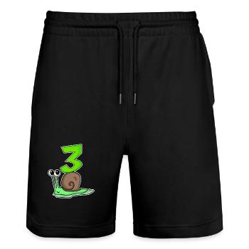 3 Jahre alt - 3. Geburtstag mit Tier Motiv - Stanley/Stella Unisex Bio Joggingshorts Trainer  - Schwarz - Vorne - Nik (191cm) & Marisol (170cm)