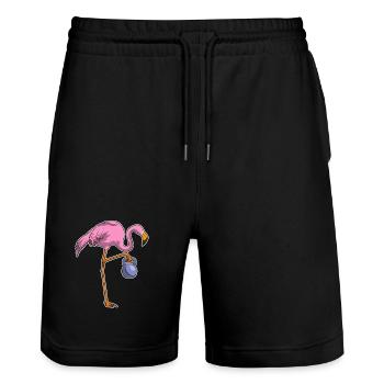 Culturiste Flamingo Bodybuilding avec haltères - Short de jogging bio TRAINER Stanley/Stella unisexe - noir - Devant - Nik (191cm) & Marisol (170cm)