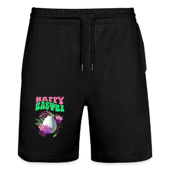 Joyeux Easter Easter Egg Art floral - Short de jogging bio TRAINER Stanley/Stella unisexe - noir - Devant - Nik (191cm) & Marisol (170cm)