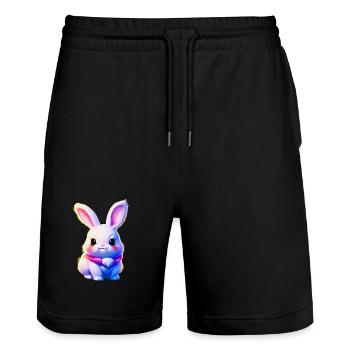 niedlicher Osterhase - süßes Kaninchen - Stanley/Stella Unisex Bio Joggingshorts Trainer  - Schwarz - Vorne - Nik (191cm) & Marisol (170cm)