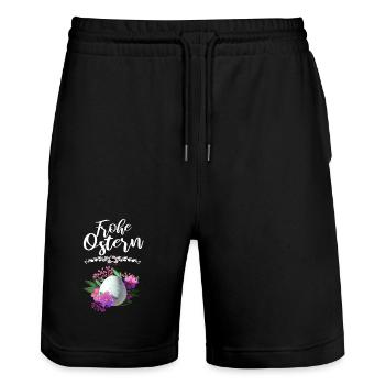 Frohe Ostern Osterei Floral - Stanley/Stella Unisex Bio Joggingshorts Trainer  - Schwarz - Vorne - Nik (191cm) & Marisol (170cm)