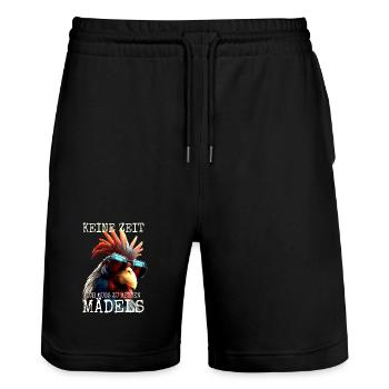 Hühner Keine Zeit Ich Muss Zu Meinen Mädels Hahn - Stanley/Stella Unisex Bio Joggingshorts Trainer  - Schwarz - Vorne - Nik (191cm) & Marisol (170cm)