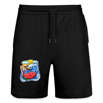 Baleine pastèque - Short de jogging bio TRAINER Stanley/Stella unisexe - noir - Devant - Nik (191cm) & Marisol (170cm)