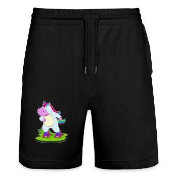 Einhorn Rollschuhfahren Rollschuhe - Stanley/Stella Unisex Bio Joggingshorts Trainer  - Schwarz - Vorne - Nik (191cm) & Marisol (170cm)