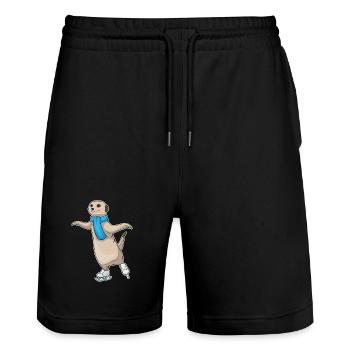 Meerkat Ice Skating Skates - Stanley/Stella Trainer Unisex Organic Jogging Shorts - black - Front - Nik (191cm) & Marisol (170cm)