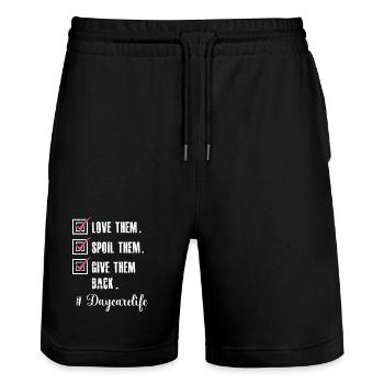 Love Daycare Provider Childcare Teacher - Stanley/Stella Unisex Bio Joggingshorts Trainer  - Schwarz - Vorne - Nik (191cm) & Marisol (170cm)