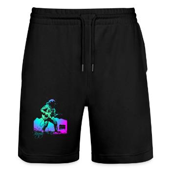 Playing On The Moon - Stanley/Stella Unisex Bio Joggingshorts Trainer  - Schwarz - Vorne - Nik (191cm) & Marisol (170cm)
