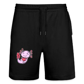 Axolotl Heart Love - Heart Motif - Short de jogging bio TRAINER Stanley/Stella unisexe - noir - Devant - Nik (191cm) & Marisol (170cm)