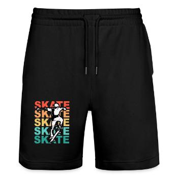 Skateboard Cool Skater Boy Colorful - Short de jogging bio TRAINER Stanley/Stella unisexe - noir - Devant - Nik (191cm) & Marisol (170cm)