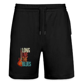 Blues Music Guitar Funny Saying for Guitarist - Stanley/Stella Trainer Unisex Organic Jogging Shorts - black - Front - Nik (191cm) & Marisol (170cm)