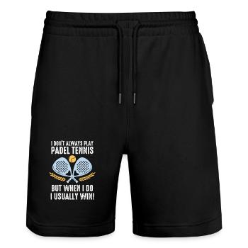 Padel I Dont Always Play Padel Tennis - Stanley/Stella Trainer Unisex Organic Jogging Shorts - black - Front - Nik (191cm) & Marisol (170cm)