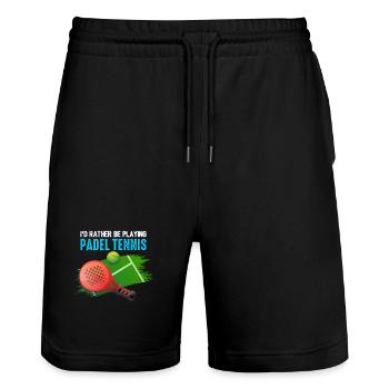 Padel Id Rather Be Playing Padel Tennis - Stanley/Stella Trainer Unisex Organic Jogging Shorts - black - Front - Nik (191cm) & Marisol (170cm)