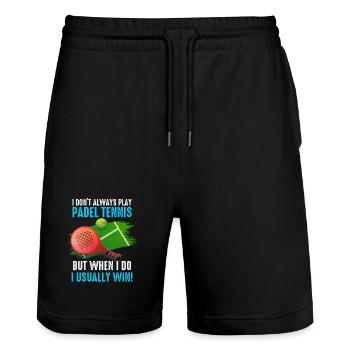 Padel I Dont Always Play Padel Tennis - Stanley/Stella Trainer Unisex Organic Jogging Shorts - black - Front - Nik (191cm) & Marisol (170cm)