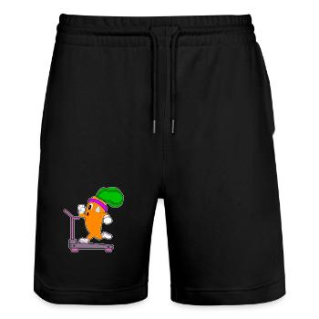 Karotte Workout Laufband Fitness - Stanley/Stella Unisex Bio Joggingshorts Trainer  - Schwarz - Vorne - Nik (191cm) & Marisol (170cm)