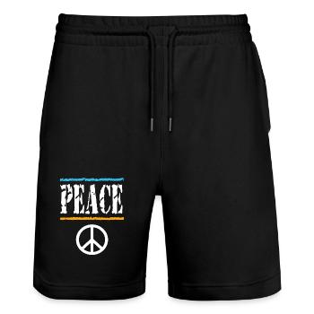T-shirt rétro Peace Vibes - Short de jogging bio TRAINER Stanley/Stella unisexe - noir - Devant - Nik (191cm) & Marisol (170cm)