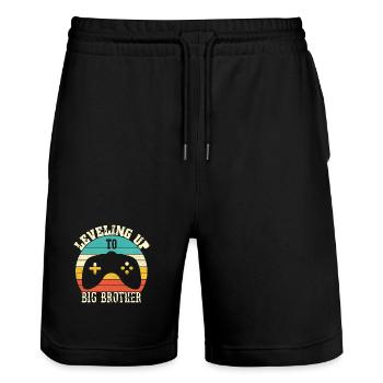 Steigen Sie auf Big Brother auf - Stanley/Stella Unisex Bio Joggingshorts Trainer  - Schwarz - Vorne - Nik (191cm) & Marisol (170cm)