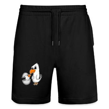 Seagull family - seagull with baby - Stanley/Stella Trainer Unisex Organic Jogging Shorts - black - Front - Nik (191cm) & Marisol (170cm)