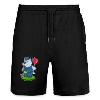 Chien Policier Ballon Police - Short de jogging bio TRAINER Stanley/Stella unisexe - noir - Devant - Nik (191cm) & Marisol (170cm)
