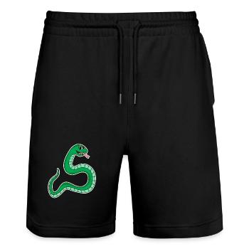 Snake - Green Snake - Stanley/Stella Trainer Unisex Organic Jogging Shorts - black - Front - Nik (191cm) & Marisol (170cm)