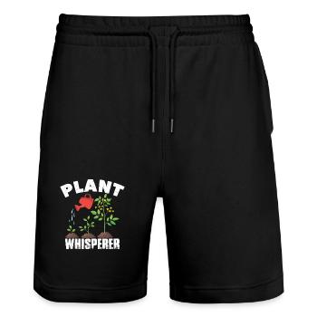 pflanzen flüstern garten gärtner gärtnern gartenarbeit - Stanley/Stella Unisex Bio Joggingshorts Trainer  - Schwarz - Vorne - Nik (191cm) & Marisol (170cm)