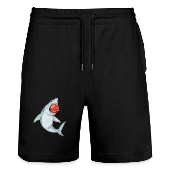 Shark Cricket Cricket Ball - Stanley/Stella Trainer Unisex Organic Jogging Shorts - black - Front - Nik (191cm) & Marisol (170cm)