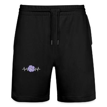 Pétale de fleur pourpre - Short de jogging bio TRAINER Stanley/Stella unisexe - noir - Devant - Nik (191cm) & Marisol (170cm)